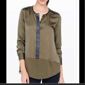 Club Monaco Silk and Leather Blouse